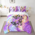 thumbnail image 2 of Purple Marble 7 Piece Comforter Set Full Bed in a Bag Black Butterfly Sheet Set,Gradient Marbling Bedding Sets,Abstract Ombre Ink Fluid Art Bed Set Rustic Animal Dreamy Butterflies Room Decor, 2 of 5