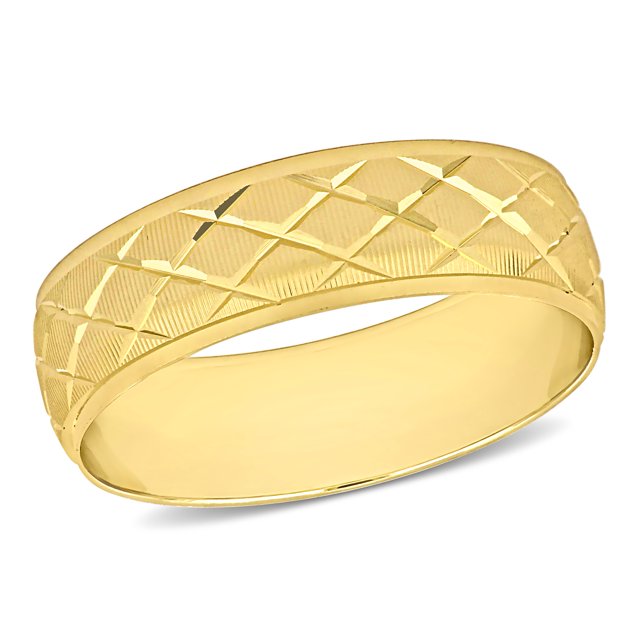 Men's 6mm Lattice Wedding Band in 14k Yellow Gold
