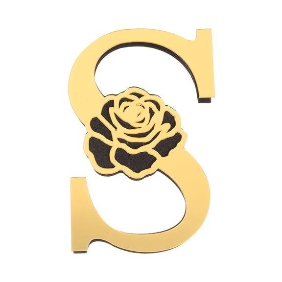 Uxcell 4 Inch 3D Floral Acrylic Alphabet Mirror Wall Sticker with Rose Letter S Self-Adhesive Home Decor Letter Sign Art Sticker Decal for DIY Home Decoration Light Gold