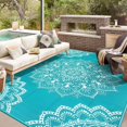 thumbnail image 1 of Findosom Tapis d'Extérieur Imperméable Boho 8'x10 Pieds, Tapis de Paille en Plastique Pliable Réversible, Grand Tapis de Patio pour Extérieur, RV, Patio, Arrière-Cour, Terrasse, Pique-Nique, Plage, Camping Turquoise, 1 of 6