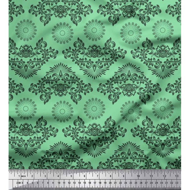 Soimoi Poly Georgette Fabric Floral & Damask Ethnic Decor Fabric Printed Yard 42 Inch Wide