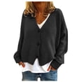 thumbnail image 1 of Women's Button Solid Knit Sweater Cardigan Long Sleeved Jacket, 1 of 9