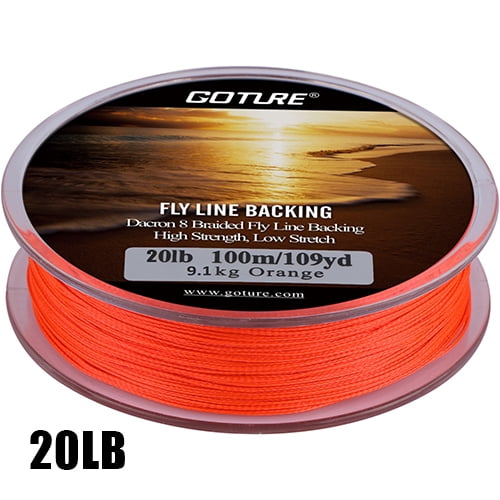 100M/109Yrd Fly Fishing Backing Line 20lb/30lb 8 Strands Braided Fishing Line For Fly Fishing 20lb Orange