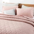 thumbnail image 4 of Peace Nest Premium Damask Pattern Reversible Coverlet Set 100% Soft Microfiber Fabric, Pink, King Size, 4 of 5