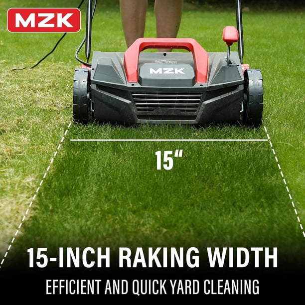 MZK 15-inch 13-Amp 2-in-1 Electric Dethatcher and Scarifier w