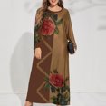 thumbnail image 5 of LSLJS Plus Size Women Décontracté Ample Imprimé Long-sleeve Col Rond Dress, 5 of 5