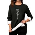 thumbnail image 2 of Heisall Chemises de Base pour Femmes Automne Hiver Imprimé Floral Col Rond Manches Longues Épaissies Polaire Teddy Shearling Chaud Ajusté Hauts Thermiques pour Usage Quotidien par Temps Froid, 2 of 3