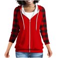 thumbnail image 1 of Chbgutlmr Sweatshirt for Women Raglan Long Sleeve Casual Plaid Jackets Drawstring Zip up Hoodies Pockets, 1 of 8