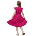 thumbnail image 4 of XIMIN Robe d'Été Décontractée Élégante à Col Rond pour Préadolescentes, Robe Quotidienne à Manches Courtes à Cap, Robe de Couleur Unie, Robe Formelle à Manches à Volants, Robes Trapèze avec Ceinture, Robe de Fête Évasée à Taille Haute, 4 of 5