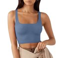 thumbnail image 1 of asjyhkr Crop Tank Tops for Women Ribbed Knit Square Neck Sleeveless Slim Fitting T Shirts Summer Basic Tees, 1 of 6