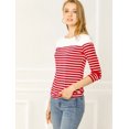thumbnail image 4 of INSPIRE CHIC Blouse pour Femme à Rayures à Blocs de Couleur à Manches Longues T-Shirt Décontracté TP Rouge-Blanc, 4 of 4