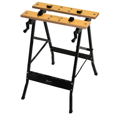 DURHAND Workbench Folding Clamping Wood Cutting Sawhorse With Movable Pegs