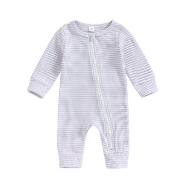 vdgthytj Barboteuse pour Nouveau-Né Garçon Fille à Rayures à Manches Longues avec Fermeture Éclair Combinaison une-Pièce Bébé Vêtements de Printemps Automne