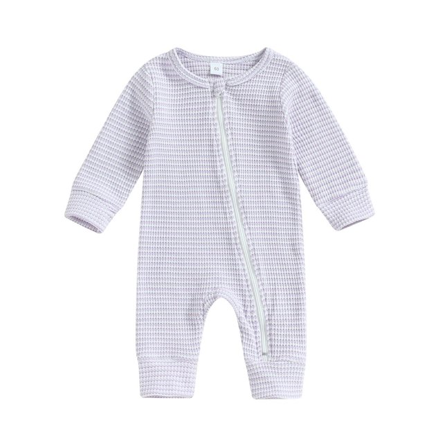 MeetoTime Baby Clothes Round Neck Long Sleeved Jumpsuits Infant Toddler Striped Zipper Rompers Crawling Clothes
