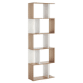 thumbnail image 1 of HOMCOM Geometric Bookcase, 5-Tier S Shaped Bookshelf, Natural and White, 1 of 10