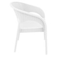thumbnail image 3 of Compamia Panama Chaise de Salle à Manger de Patio en Résine Aspect Osier avec Accoudoirs, Blanc, 3 of 10