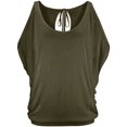 thumbnail image 3 of QualitChoice Cold Shoulder Tops O-Neck Short Sleeve Shirt Loose Summer Blouse Green S, 3 of 6