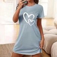 thumbnail image 2 of Rbaofujie Ensemble de Pyjama Short pour Femme, Chemise de Nuit Courte Surdimensionnée Imprimée à Col Rond et Manches Courtes, Robe Ensemble de Pyjama, 2 of 4