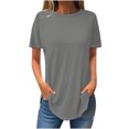 thumbnail image 2 of AherBiu T-Shirts pour Femmes à Col Rond, T-Shirts Amples d'Été à Manches Courtes, Hauts Basiques, Entraînement, Gym, Course Athlétique, T-Shirts, 2 of 3