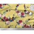 thumbnail image 3 of Soimoi Yellow Cotton Poplin Fabric Ranunculus & Penoy Floral Print Fabric Prints By the Yard 42 Inch Wide, 3 of 3