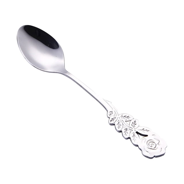 Pompotops Creative Stainless Steel Rose Spoon Coffee Stirring Spoon Dessert Spoon Couple Spoon Clearance