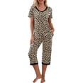 thumbnail image 1 of Gupgi Ensemble de Pyjama d'Été pour Femmes à la Maison, T-Shirts à Manches Courtes à Col en V et Pantalons Capri, 1 of 7