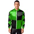 thumbnail image 1 of Oyolan Veste de Course pour Hommes avec Fermeture Éclair avant en Satin Vert&Noir m, 1 of 7