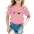 thumbnail image 1 of PMVFHDE T-Shirts d'Été pour Filles, T-Shirt Mignon à Motif pour Fille, Col Rond, Manches Courtes, T-Shirt Décontracté d'Été Rose, 8-9 Ans, 1 of 5