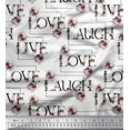 thumbnail image 1 of Soimoi Rayon Crepe Fabric Floral Love Text Print Fabric by the Yard 46 Inch Wide, 1 of 5