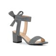 thumbnail image 1 of BLISSFUL STEP Women's Open Toe Ankle Tie Back Block Heels Sandals Grey (Size 9.5), 1 of 7