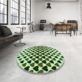 thumbnail image 4 of Ahgly Tapis Rond Lavable en Machine Intérieur Transitionnel Vert Armée, 7 Pieds Rond, 4 of 7