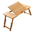 thumbnail image 2 of GROWTH TANK Foldable Table Laptop Lap Desk Rectangle Bamboo Portable Stand Adjustable Angle for Camping Balconies Computer Outdoor Picnic Light Brown Large, 2 of 9