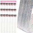 thumbnail image 2 of SUTENGDA 18 Pcs Guirlande de Cheveux à Clipser Extensions de Cheveux 19.6 Pouces Kit de Guirlande de Cheveux à Clipser Résistant à la Chaleur Scintillant Féerique Accessoires pour Cheveux pour Enfants Filles Femmes (Argent), 2 of 7