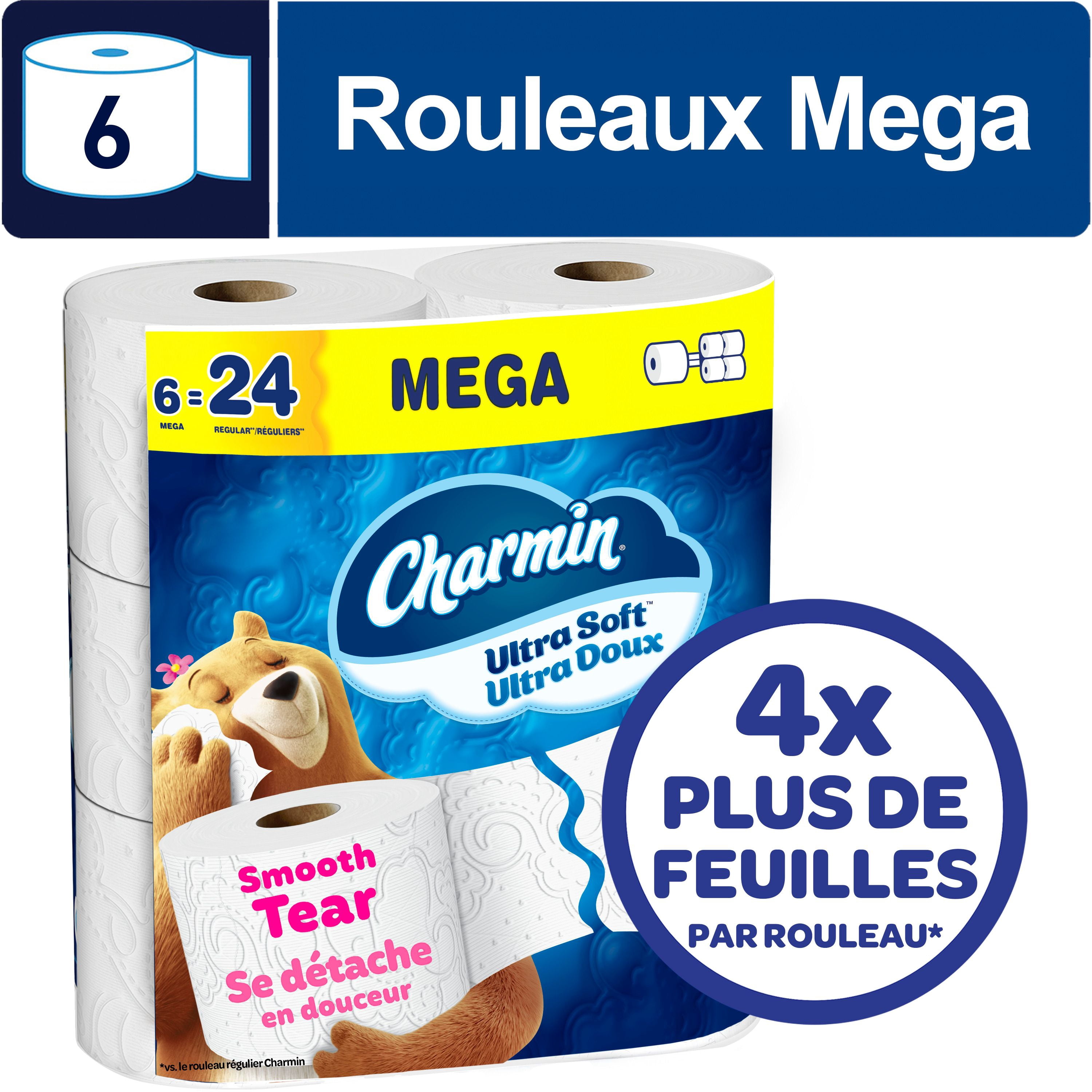 Charmin Ultra Doux, Papier Hygiénique 2 Épaisseurs, 6 Rouleaux (l'Équivalent de 24 Rouleaux Réguliers)