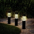 thumbnail image 2 of Mainstays Plastic Solar Landscape Black Round Bollard Pathway Light, 2 of 7