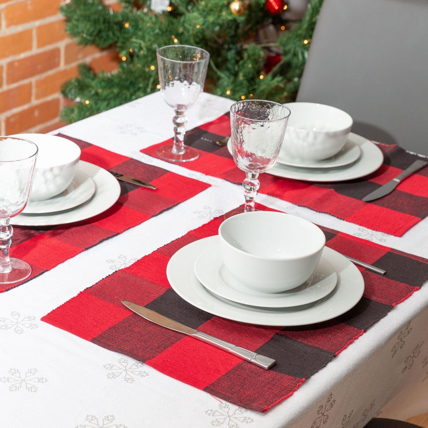 Set de 4 sets table en coton Buffalo Check Fabstyles, lavables machine, parfaits pour la cuisine et à manger ou les tables d'extérieur