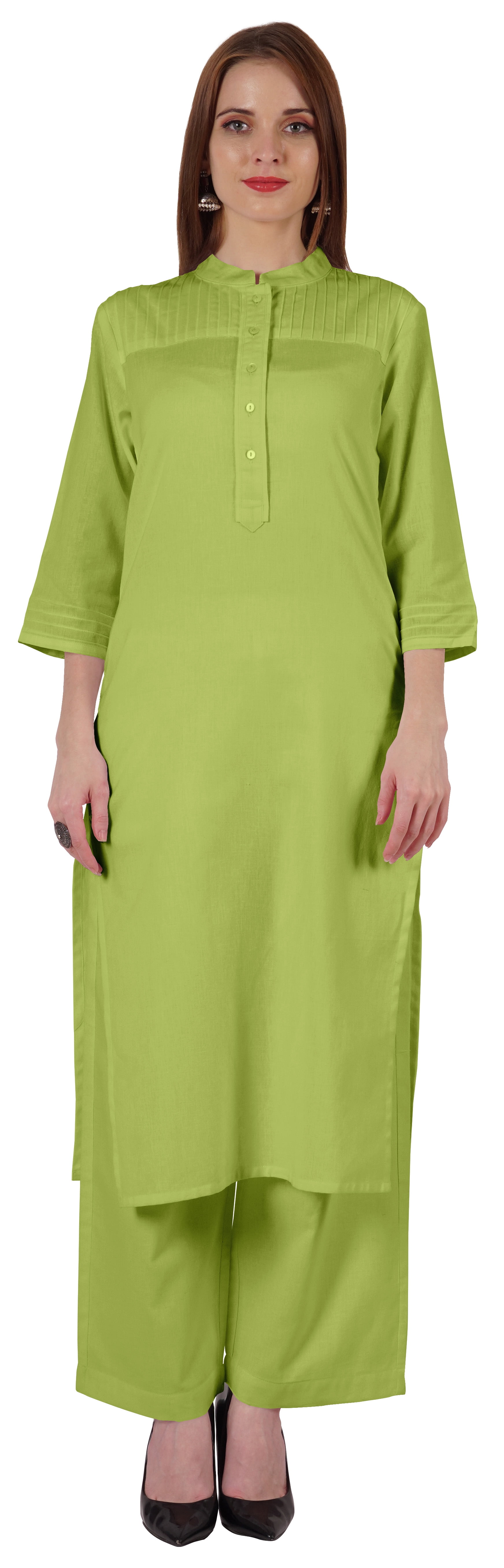 Bimba Robe Traditionnelle Indienne Unie pour Femmes Ensemble Kurta et Pantalon Ethnique Indien Palazzo