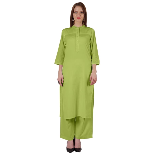 Bimba Robe Traditionnelle Indienne Unie pour Femmes Ensemble Kurta et Pantalon Ethnique Indien Palazzo