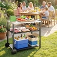 thumbnail image 2 of Outsunny Outdoor Grill Cart, Three-Tier Pizza Oven Stand, Black, 2 of 10