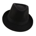 thumbnail image 1 of Men's Manhattan Structured Gangster Trilby Wool Felt Fedora Hat Black, 1 of 8