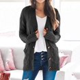 thumbnail image 1 of Pull Hiver Cardigan Manches Longues Boutonnage Ouvert sur le devant avec Poche, 1 of 5