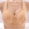 thumbnail image 2 of Bras Middle Age Front Closure Seamless Wireless Bra Plus Size With Back Smoothing​​ Bra Beige 36, 2 of 3