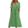 thumbnail image 2 of Babysbule Liquidation Robes d'Été pour Femmes, Mode Femmes Décontractée Ample Imprimé Papillon Col en V Manches Mi-Longues Boutons Poches Robe Longue, 2 of 6