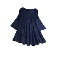 thumbnail image 1 of UKAP Ladies Tops Flowy Blouse Pleated Shirts Loose Holiday Summer Navy Blue 3XL, 1 of 3