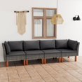 thumbnail image 1 of vidaXL 4-Seater Garden Sofa with Cushions Grey Poly Rattan, 1 of 5