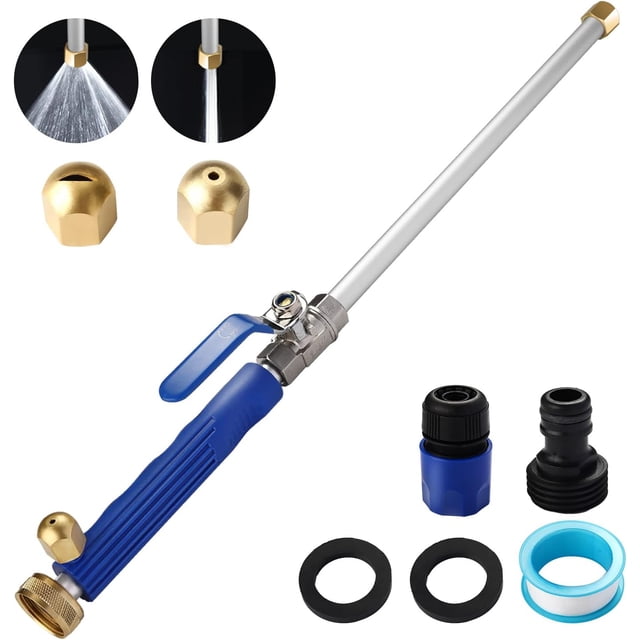 Buse à Jet Améliorée pour Boyau d'Arrosage, Baguette de Laveuse Électrique Hydro Jet, Outils de Laveuse Haute Pression avec 2 Buses Différentes et Raccords Rapides pour Boyau