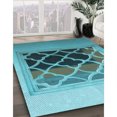 thumbnail image 3 of Ahgly Company Tapis d'Intérieur Lavable à la Machine, Carré, Transitionnel, Bleu à Losanges Bleus, Tapis de Zone, 5 Pieds Carré, 3 of 7