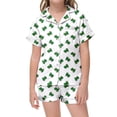 thumbnail image 2 of Baby Girl Pajamas Cute Dinosaur Pattern Printed Short Sleeve Button Down Shorts Set Girls' Sleepwear White 2-3 Years, 2 of 3