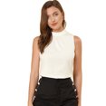 thumbnail image 1 of INSPIRE CHIC Women's Mock Neck Ruffle Sleeveless Casual Blouse Tops, 1 of 6