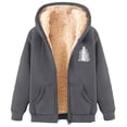 thumbnail image 1 of LOVZFMLL Winter Jackets for Women Fashionable Printed Fleece Hooded Sweatshirt Jacket, 1 of 4